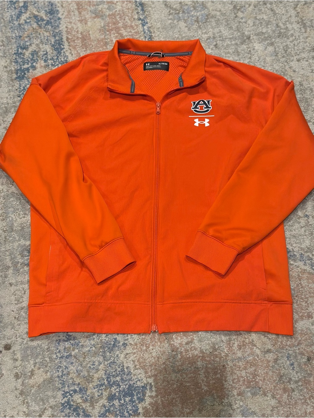Under Armour Men's Orange Full-Zip Team Jacket with Auburn Logo